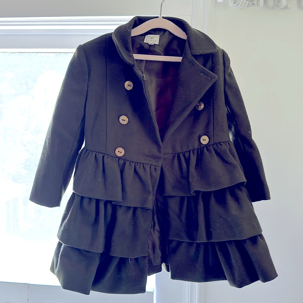 Girls army green pea coat